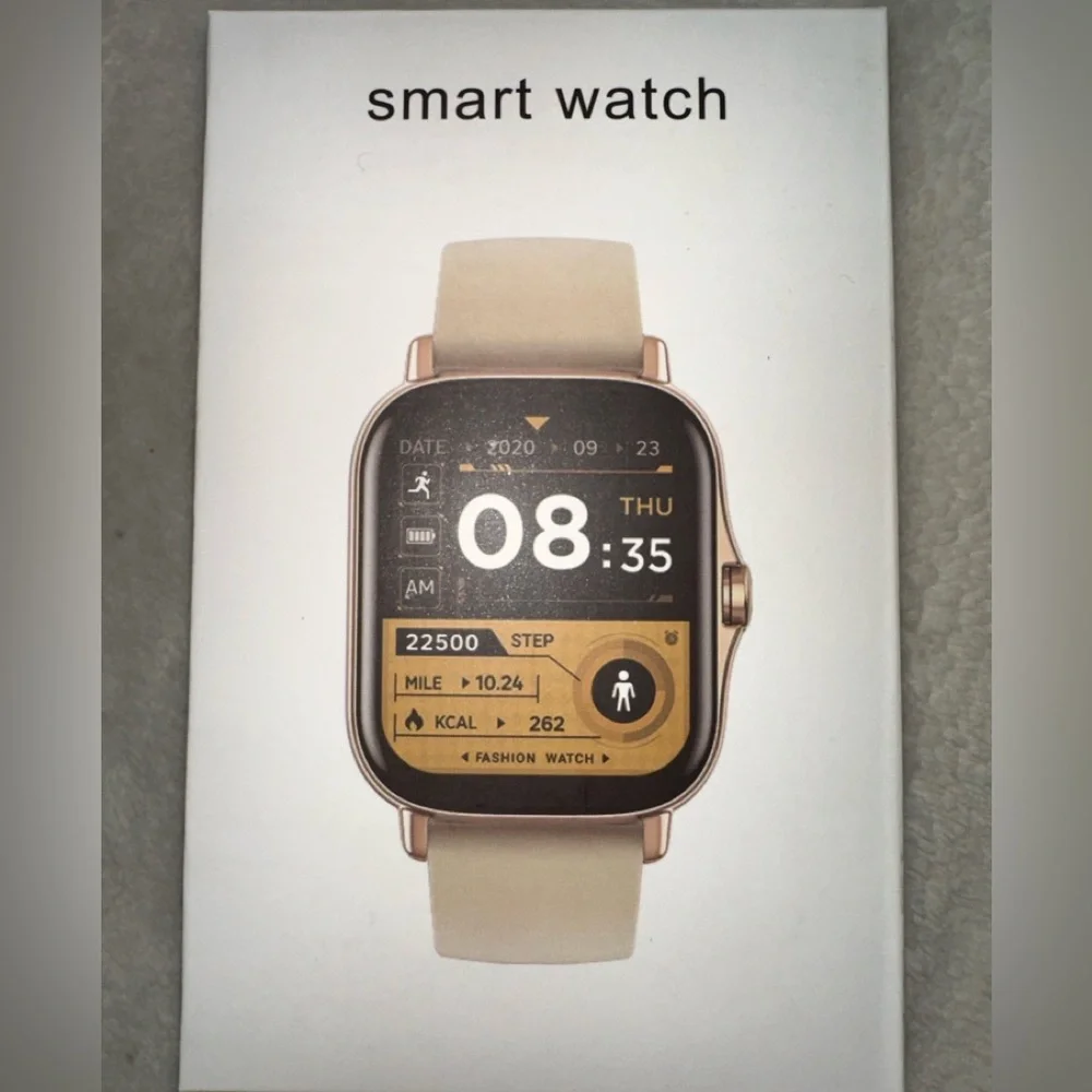 Smart Watch with black Band works with iPhone and android phones